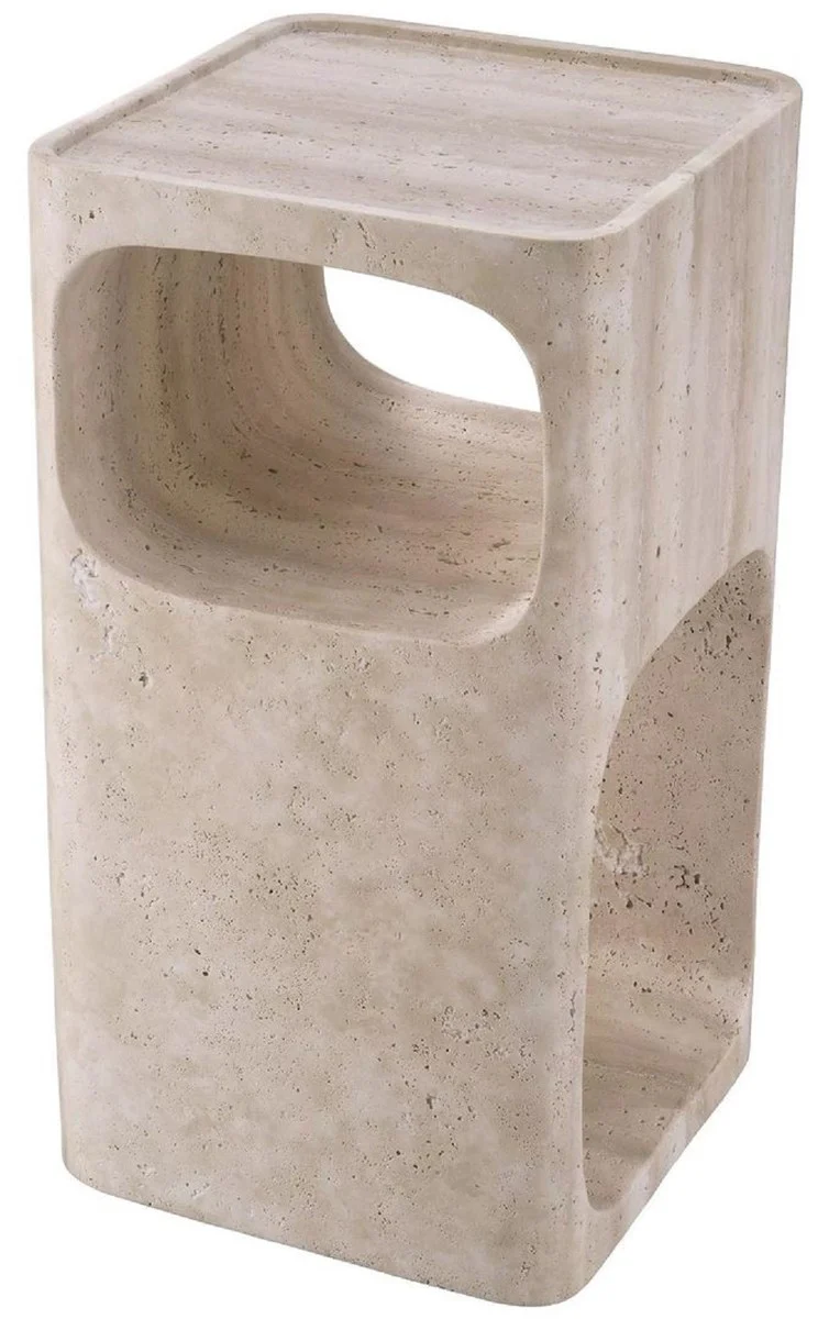 Luxury travertine side table beige 30.5 x 30.5 x H. 56.5 cm - natural stone side table - living room furniture - hotel furniture - travertine furniture - luxury furniture - luxury furnishings