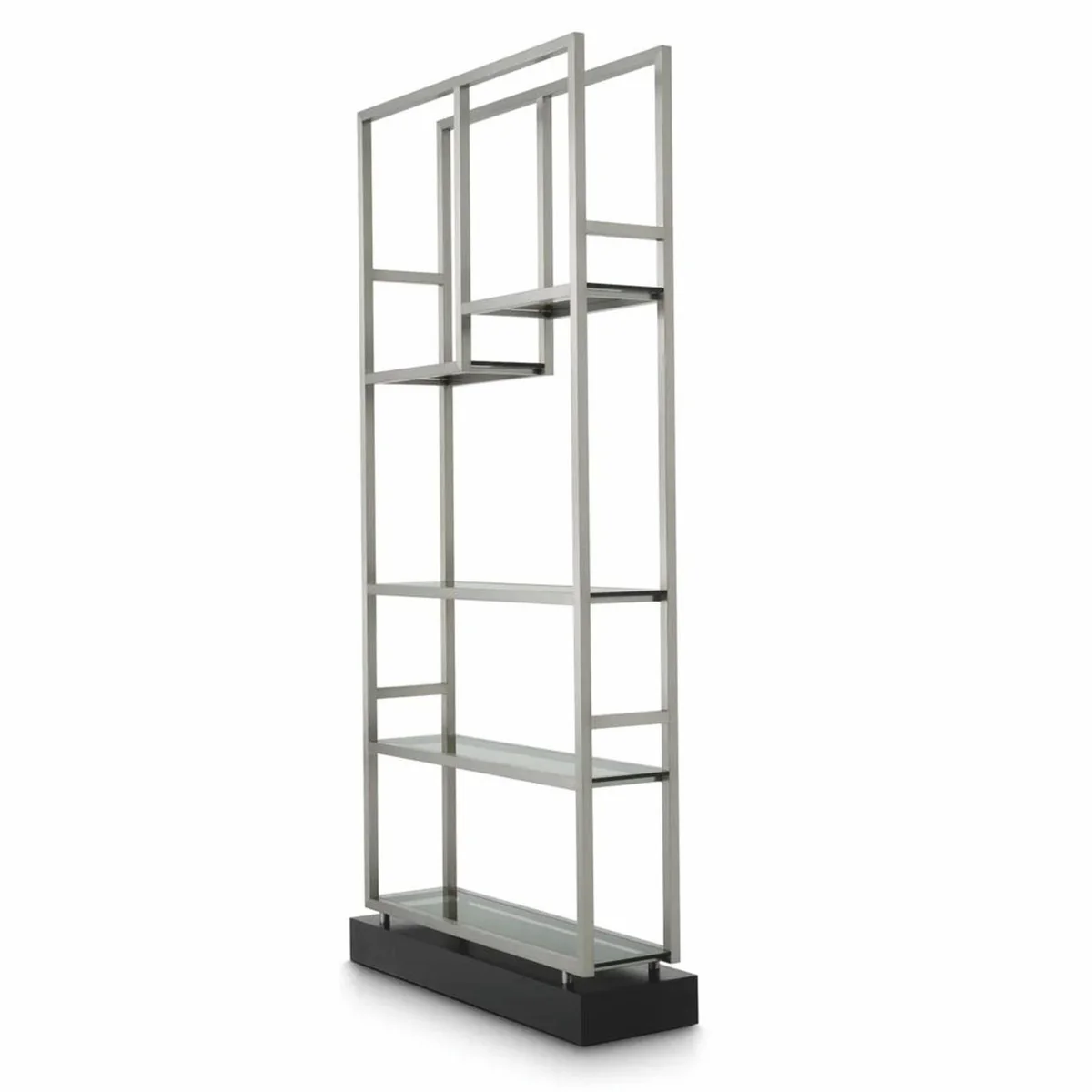 Luxury shelf cabinet with glass shelves silver / black / gray H. 240.5 cm - luxury furniture