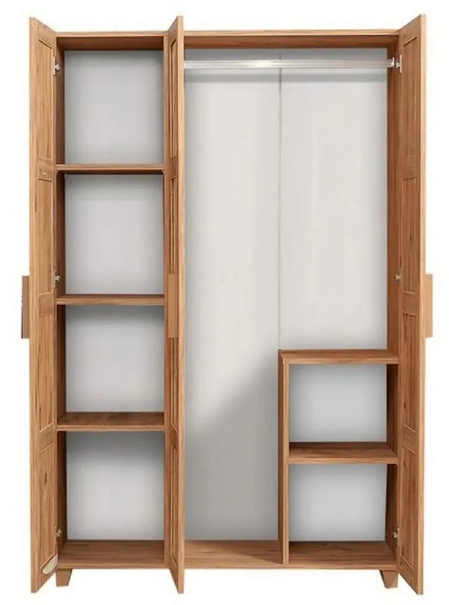 Luxury bedroom wardrobe natural colors / brown 120 x 48 x H. 189 cm - solid wood wardrobe with 3 doors - bedroom furniture - hotel furniture - luxury furniture