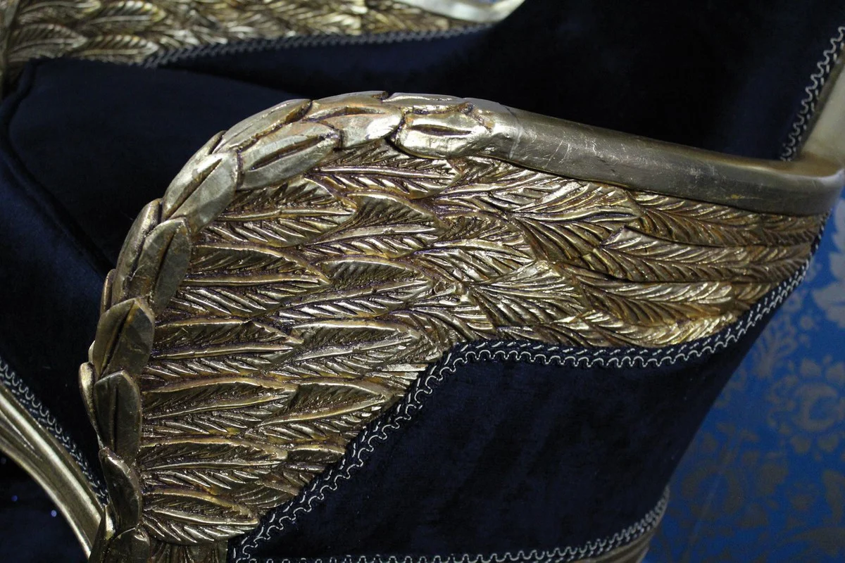 Baroque Lounge Chair Eagle Feather Black / Gold Furniture Antique Style - Living Room Club Furniture Armchair Throne