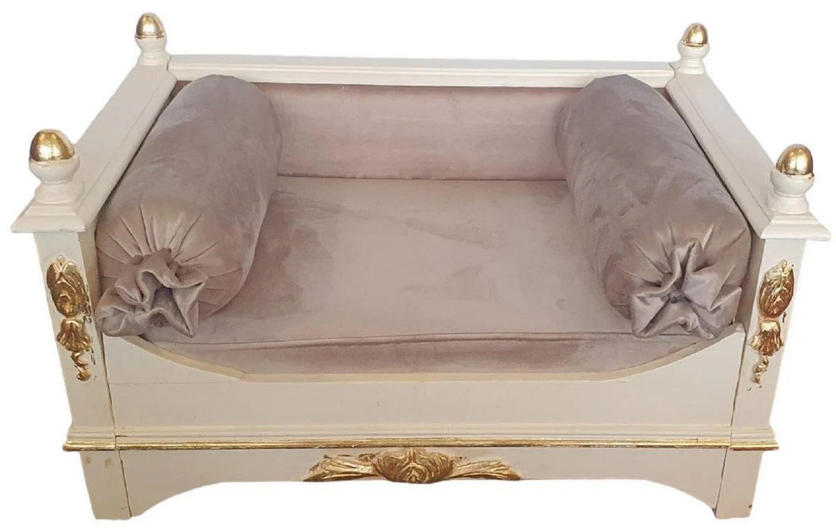 Baroque dog bed gray / cream / gold - magnificent antique style dog bed - handmade dog furniture in baroque style - antique style animal furniture - baroque animal furniture