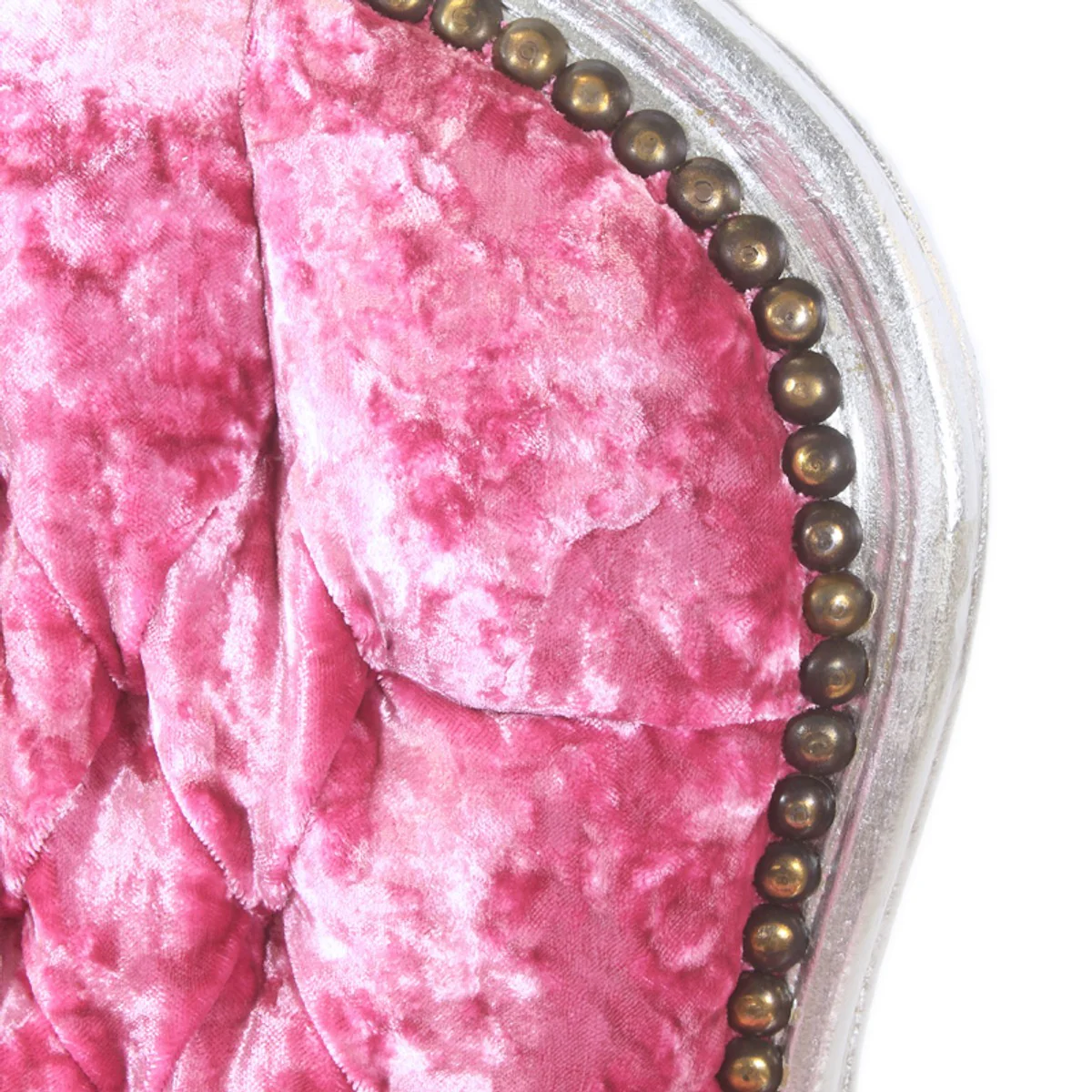 Baroque Salon Chair Pink Velor Fabric / Silver - Antique Design Furniture