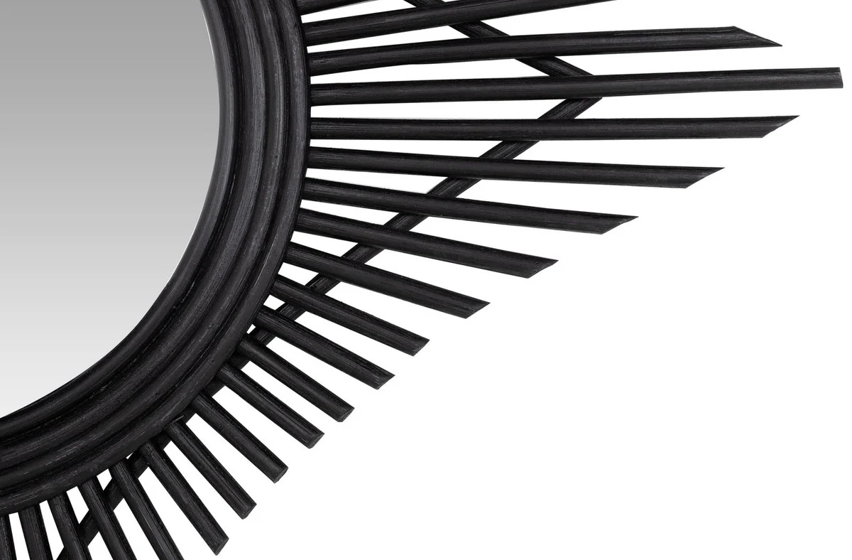 Designer rattan mirror black 70 x 3.5 x H. 70 cm - decorative accessories