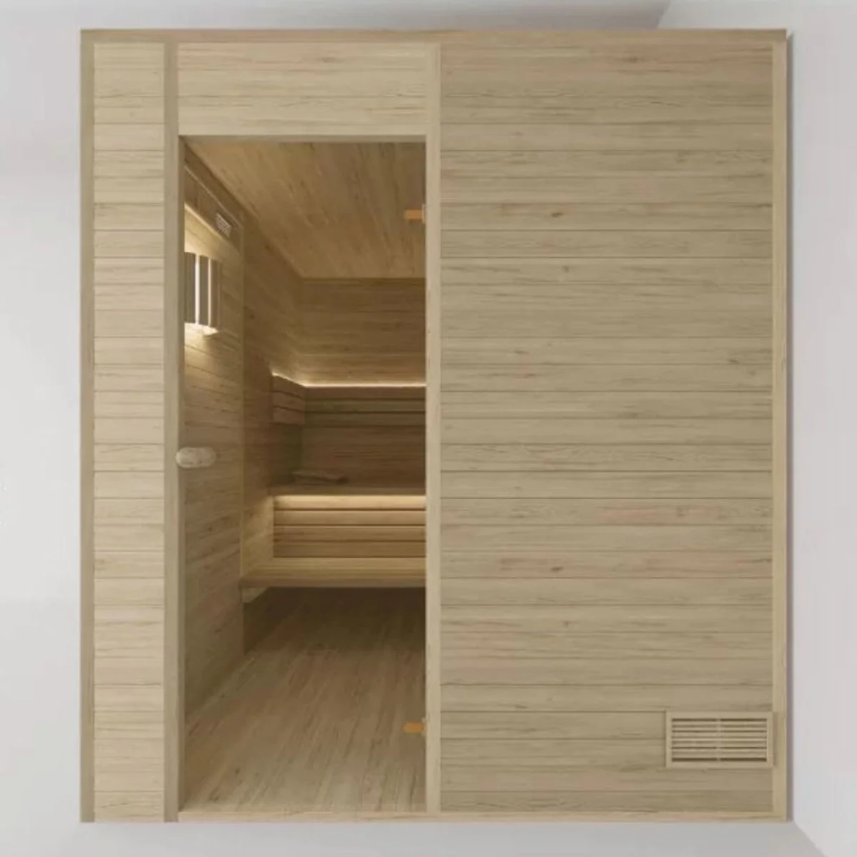 Luxury 6 person indoor sauna natural colors 200 x 200 x H. 190 cm