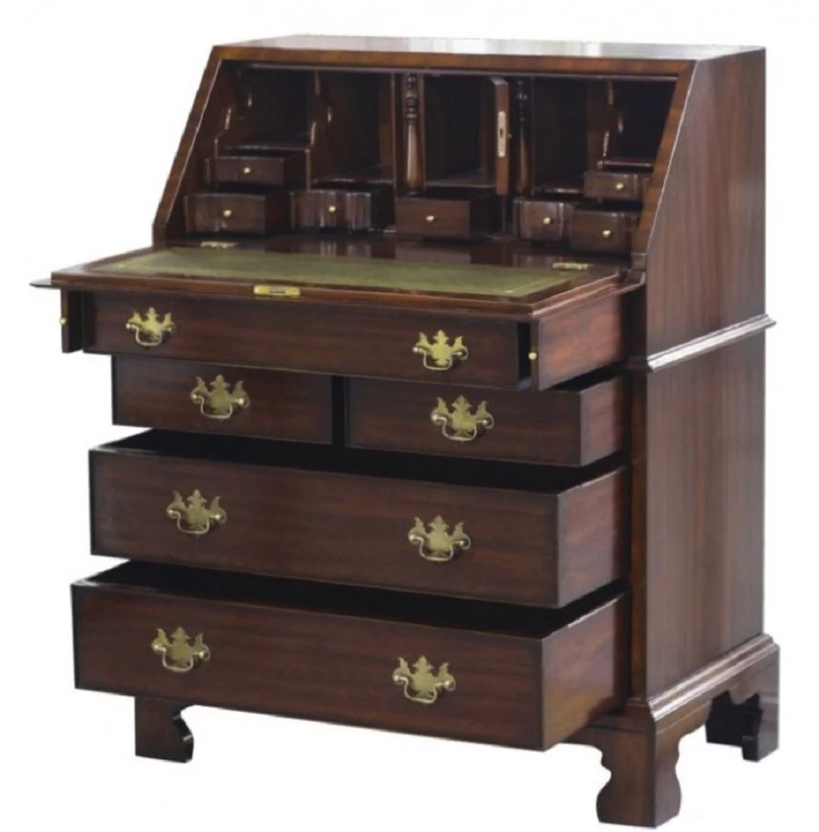 Luxury writing chest with 12 drawers dark brown 77 x 44 x H. 102 cm - luxury furniture