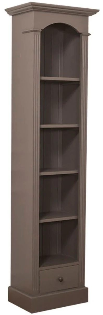 Country house style shelf cabinet dark gray 50 x 33 x H. 190 cm - solid wood cabinet with 4 shelves and drawer - country house style furniture