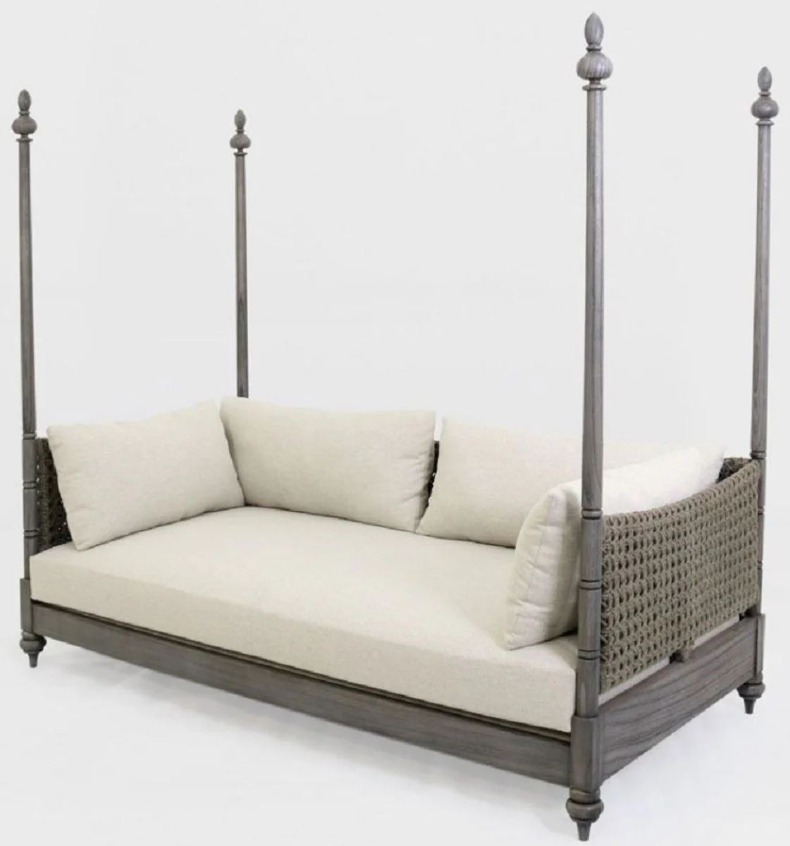 Luxury sofa bed gray / cream 219 x 110 x H. 200 cm - Elegant solid wood sofa - Living room furniture - Luxury quality