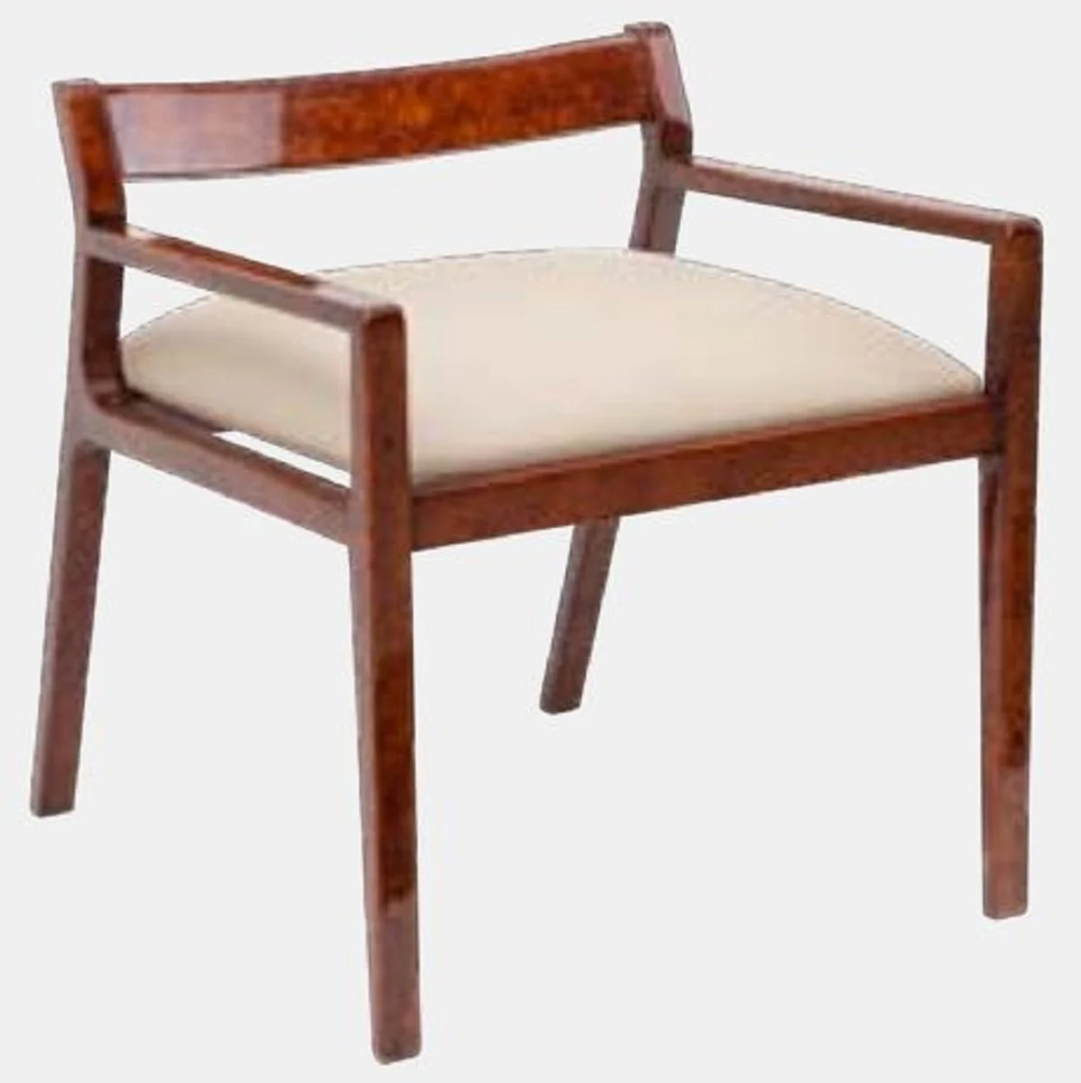 Luxury dining room chair set of 6 with armrests brown / cream 60 x 69 x H. 65 cm - Luxury solid wood kitchen chairs - Dining room furniture - Kitchen furniture - Luxury furniture - Luxury furnishings