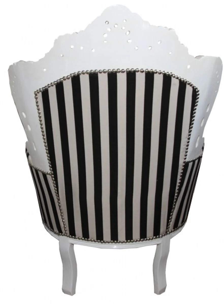 Baroque armchair King black/white stripes / white