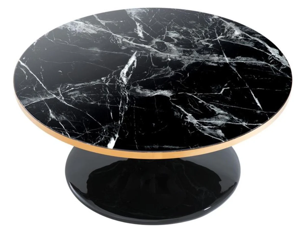 Luxury coffee table black / brass Ø 90 x H. 41 cm - Luxury living room table