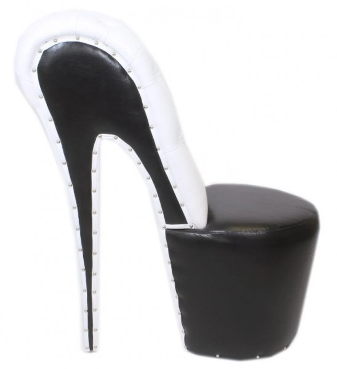 High heel armchair with decorative stones black / white luxury design - designer armchair - club furniture - shoe chair armchair