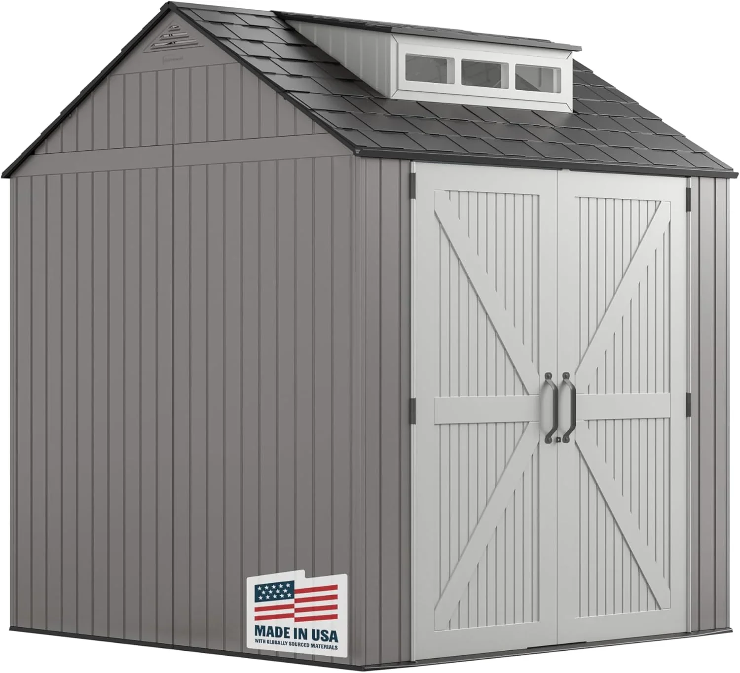 Rubbermaid Resin Outdoor Storage Shed With Floor Weather Resistant Gray Organization for Home