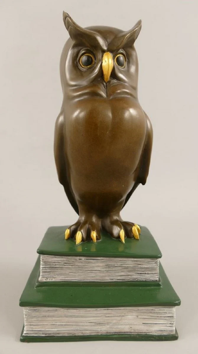 Bronze decorative figure owl on books H. 22 cm - desk decoration sculpture