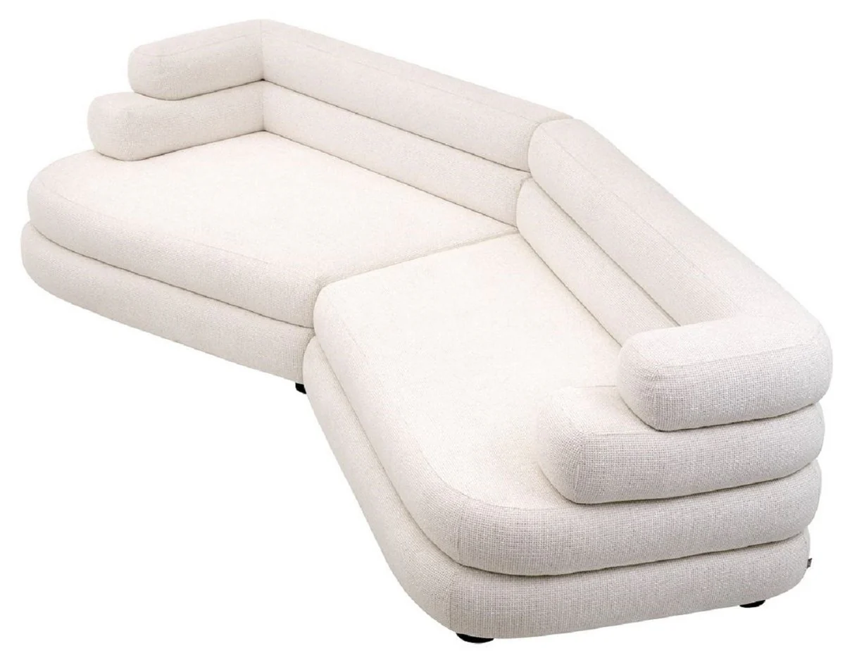 Luxury sofa white / black 300 x 125 x H. 73 cm - Curved living room sofa - Hotel sofa - Living room furniture - Hotel furniture - Luxury furniture - Luxury furnishings