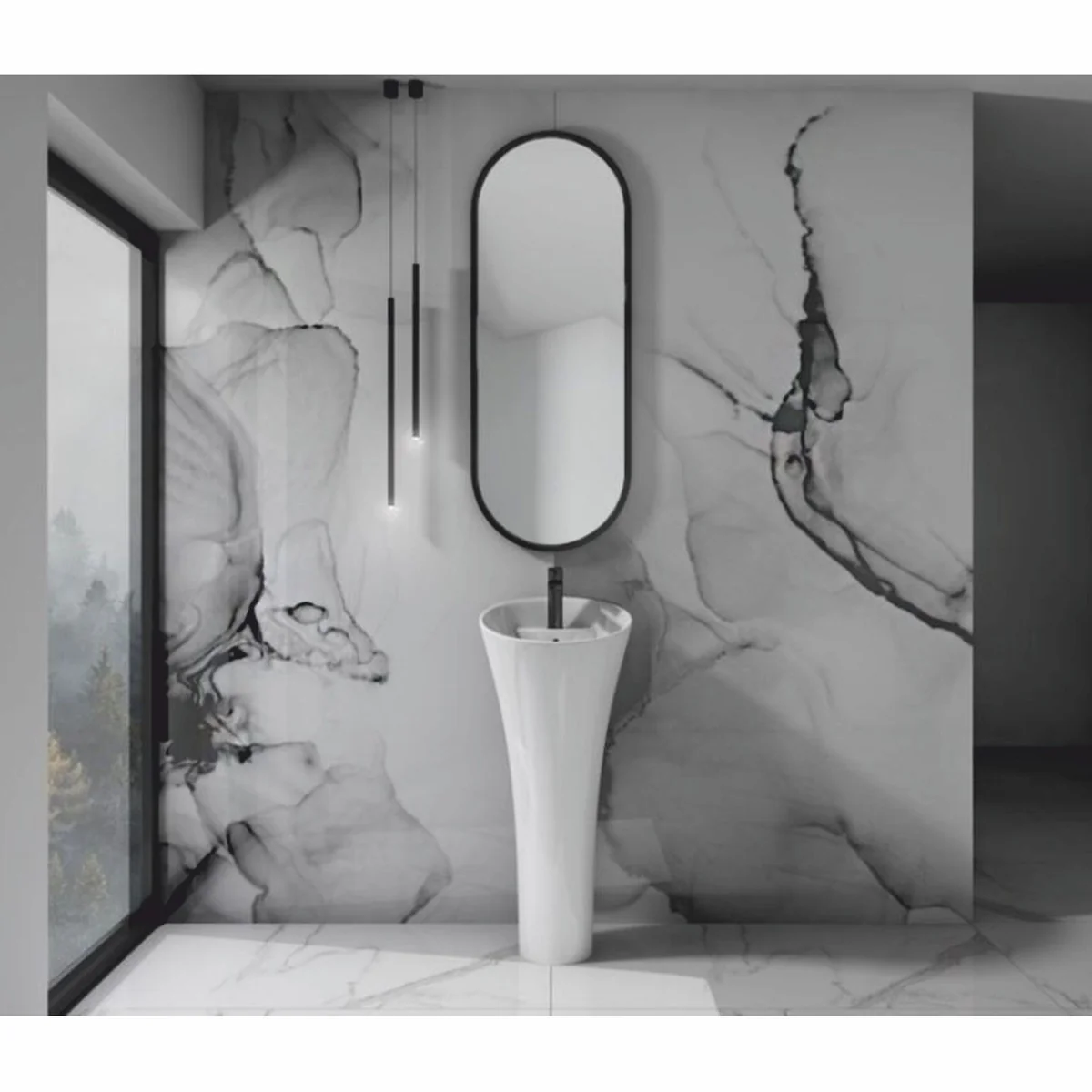 Luxury washbasin high gloss white H. 95 cm - Freestanding washbasin