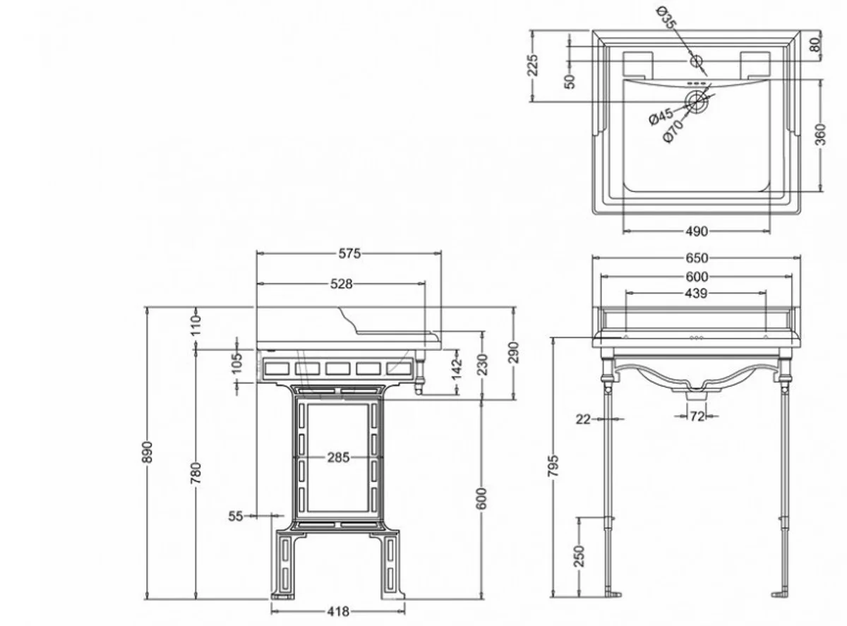 Art Nouveau Standing Washbasin White / White - Baroque Washbasin Baroque Style Antique Style