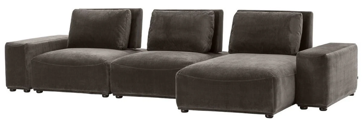 Luxury living area gray / black 340 x 159 x H. 83 cm - living room sofa with 6 cushions - luxury quality