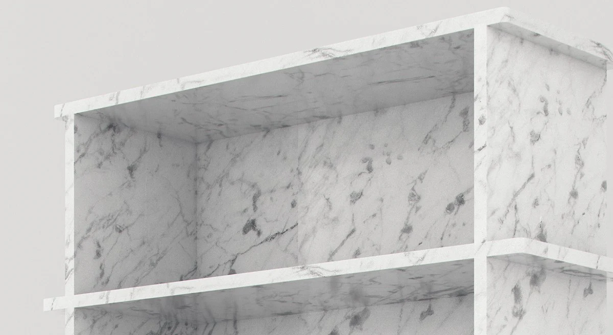 Luxury marble shelf cabinet white 100 x 32 x H. 140 cm - Carrara marble cabinet with 3 shelves - bookcase - living room cabinet - office cabinet - luxury marble furniture