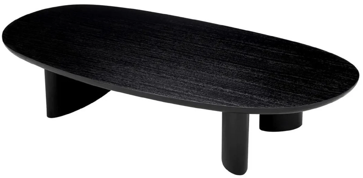 Luxury coffee table black 168.5 x 86.5 x H. 35.5 cm - Oval solid wood living room table - Living room furniture - Luxury furniture - Luxury furnishings