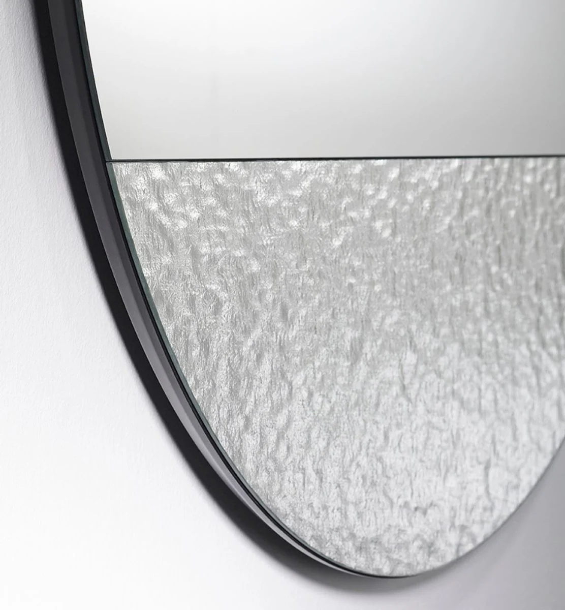 Luxury wall mirror Ø 96 cm - Round mirror with structured surface - Living room mirror - Cloakroom mirror - Luxury quality