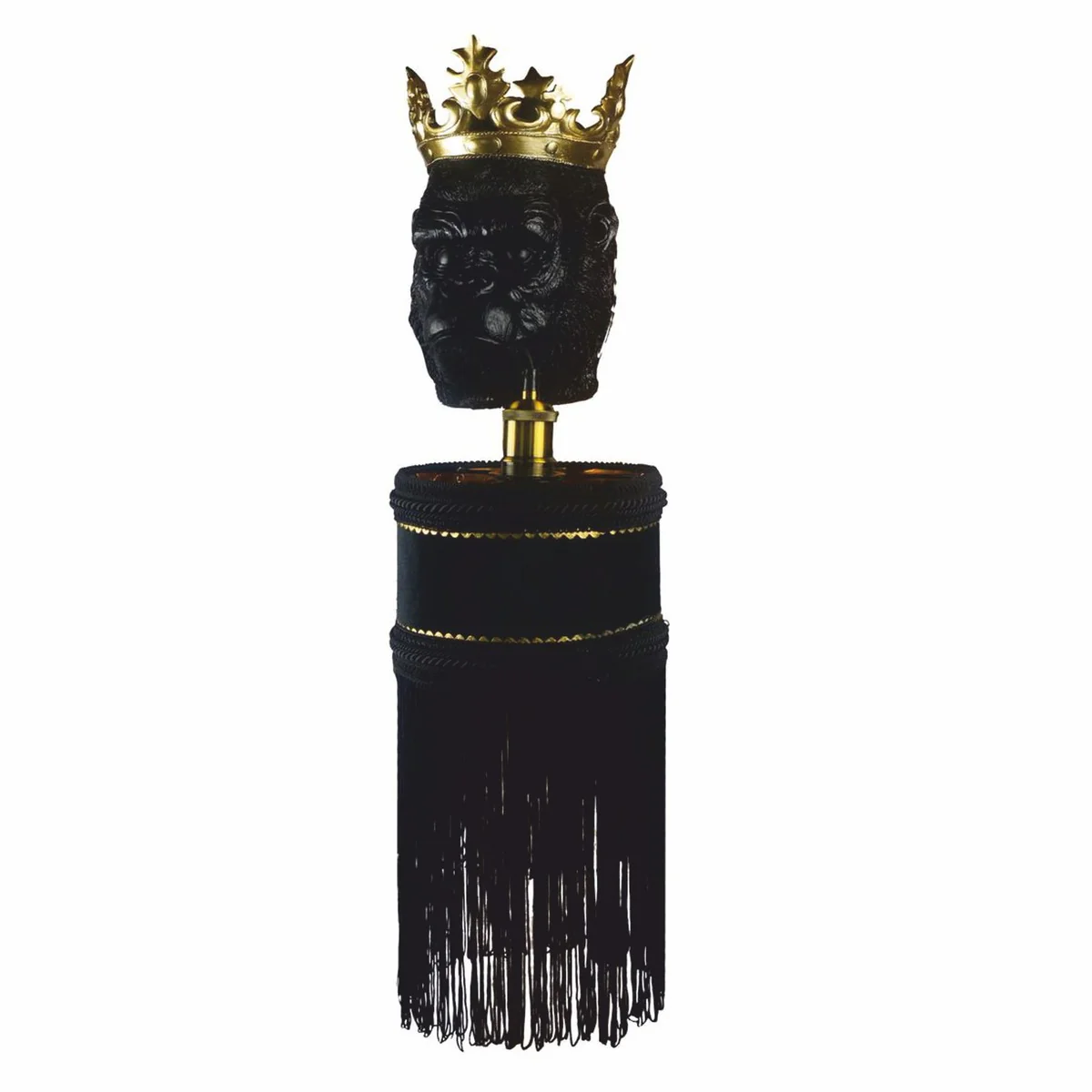 Luxury wall light monkey head with crown black / gold H. 72 cm