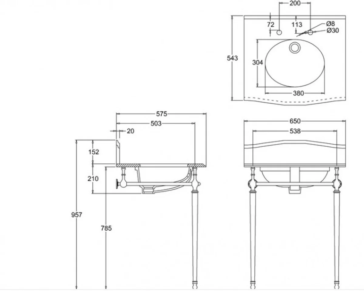Luxury Art Nouveau standing washbasin white / chrome with marble top W 65cm - Art Deco washbasin baroque antique style