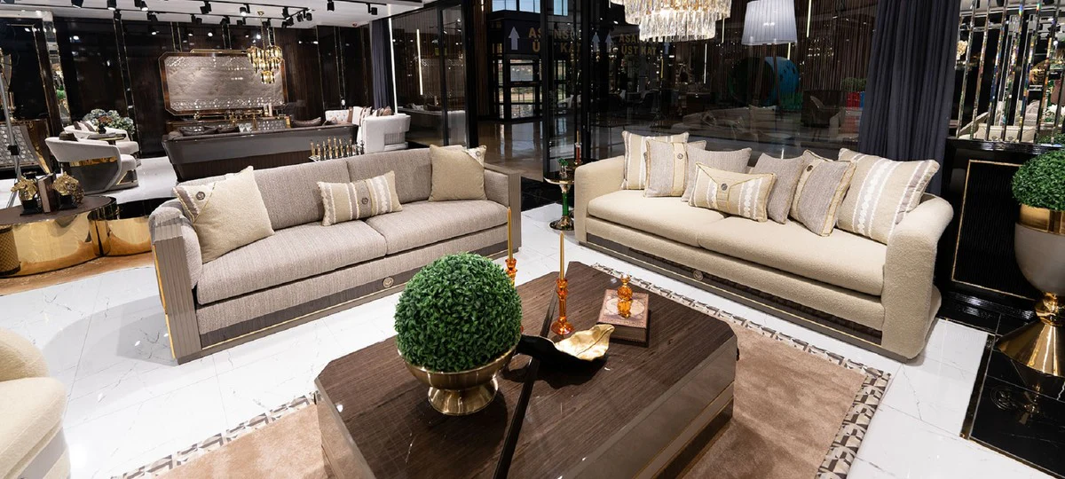 Luxury Sofa Cream / Brown / Gray / Gold - Living Room Sofa - Hotel Sofa - Living Room Furniture - Hotel Furniture - Luxury Furniture