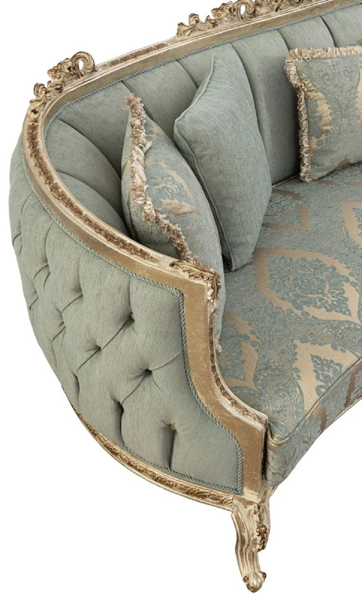 Luxury Baroque Sofa Green / Antique Gold - Magnificent living room sofa with elegant pattern - Baroque living room furniture