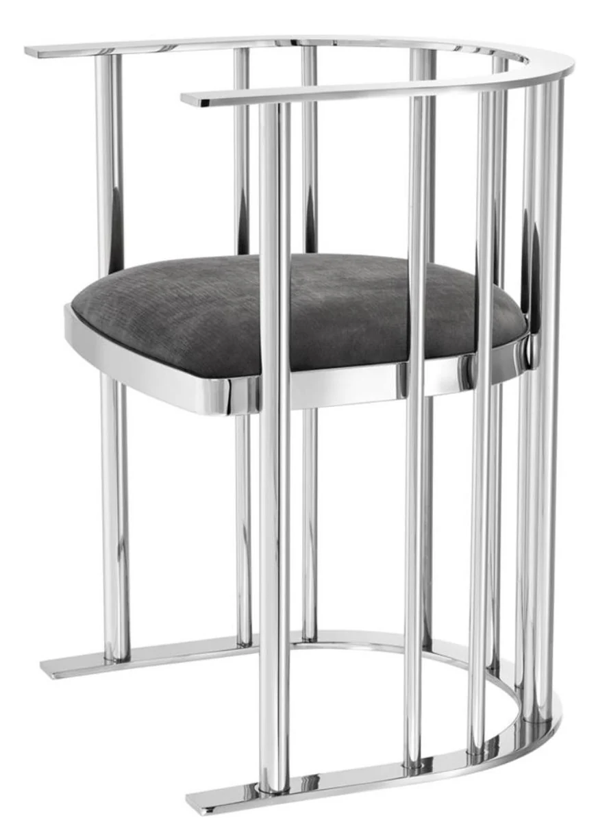 Designer chair with armrests silver / dark gray 54.5 x 53 x H. 68 cm - designer furniture