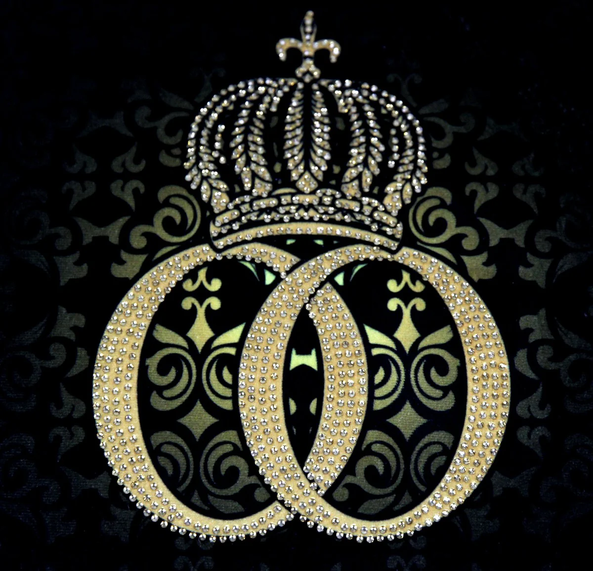 Harald Glööckler luxury decorative baroque cushion Pompöös by black / gold crown deluxe with rhinestones and tassels - Glööckler cushion