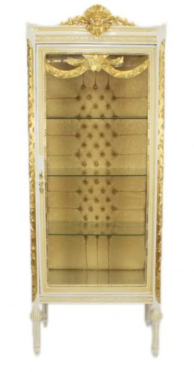 Baroque display cabinet antique style white / gold - display cabinet - living room cabinet glass display cabinet