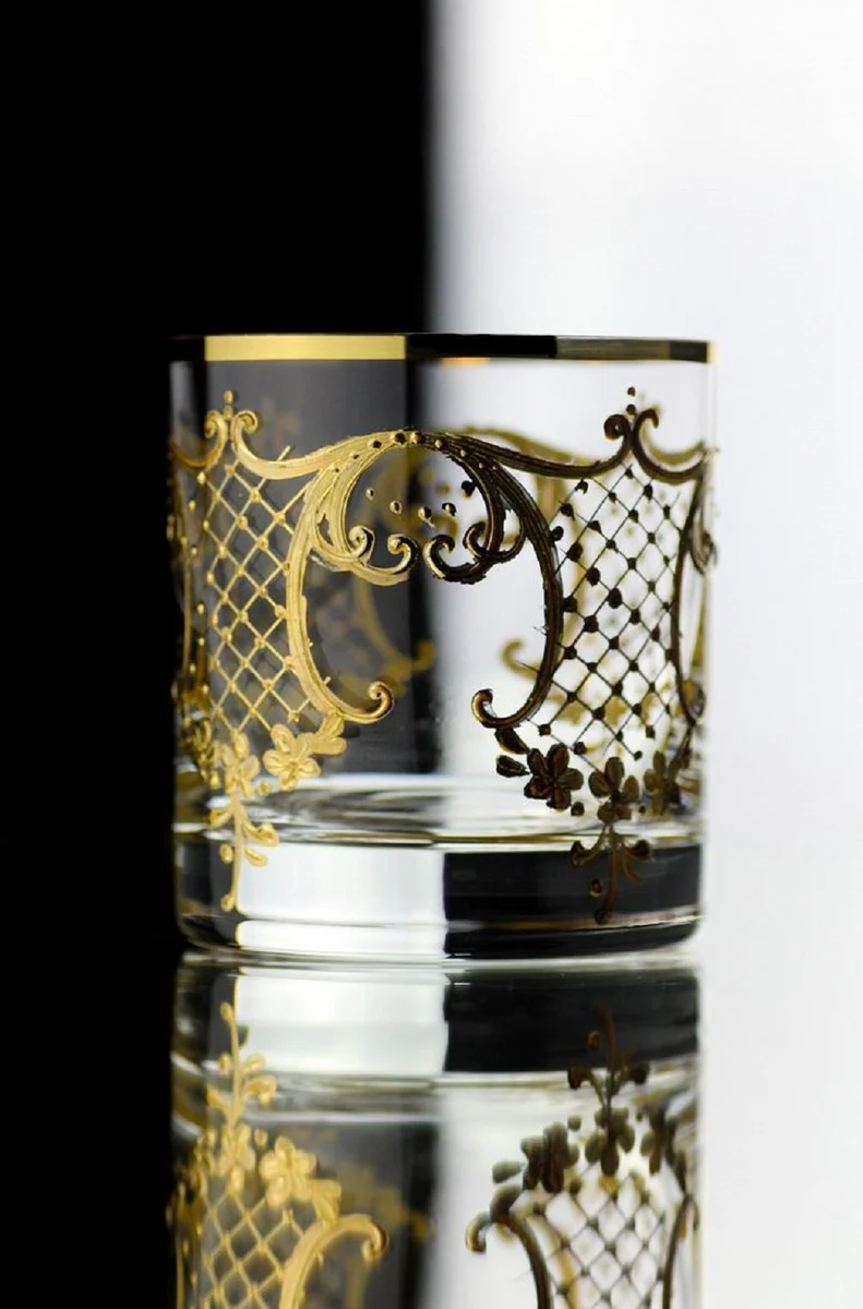 Luxury Baroque Whiskey Glass Set of 6 Gold Ø 8 x H. 9 cm - Handmade and hand-painted whiskey glasses - Hotel & Restaurant Accessories - Luxury quality