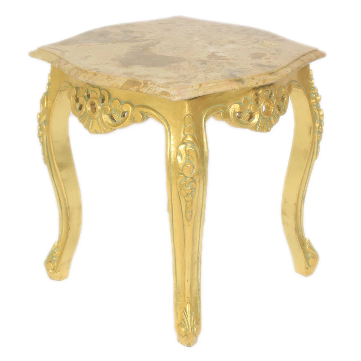 Baroque side table gold with cream marble top 55 x 55 cm x H 55 cm