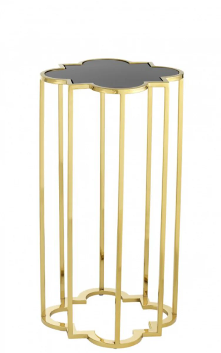 Luxury Art Deco designer side tables set of 2 gold with black glass - designer side table furniture