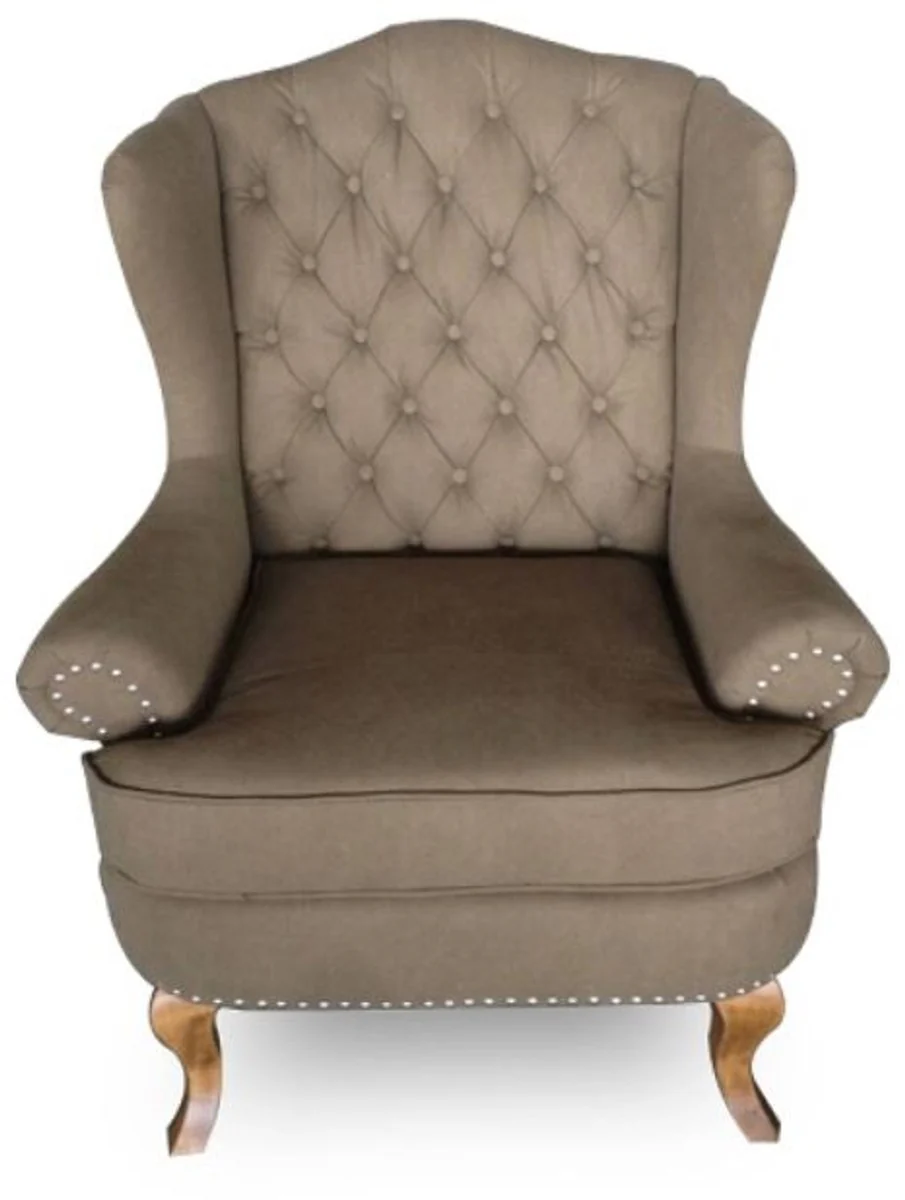 Luxury Chesterfield wing chair light brown 87 x 89 x H. 109 cm - living room furniture