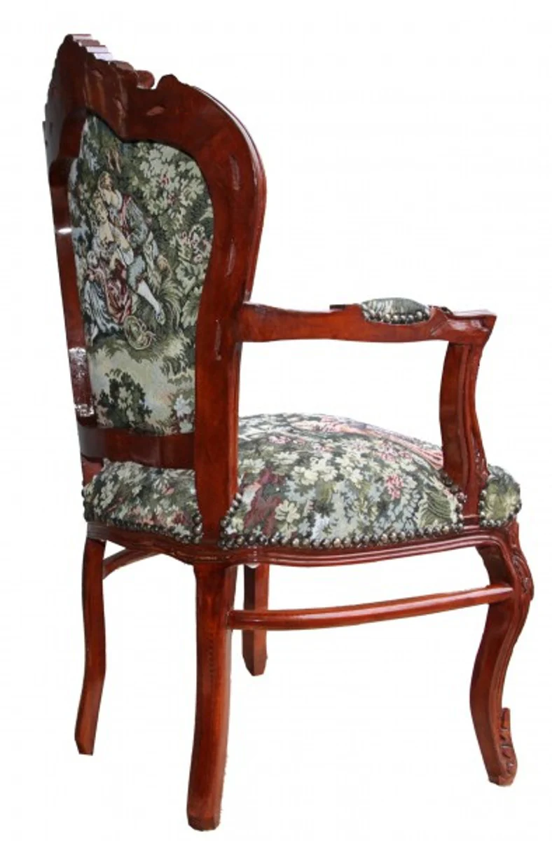 Baroque dining room chair with armrest tapestry Love Story - antique style