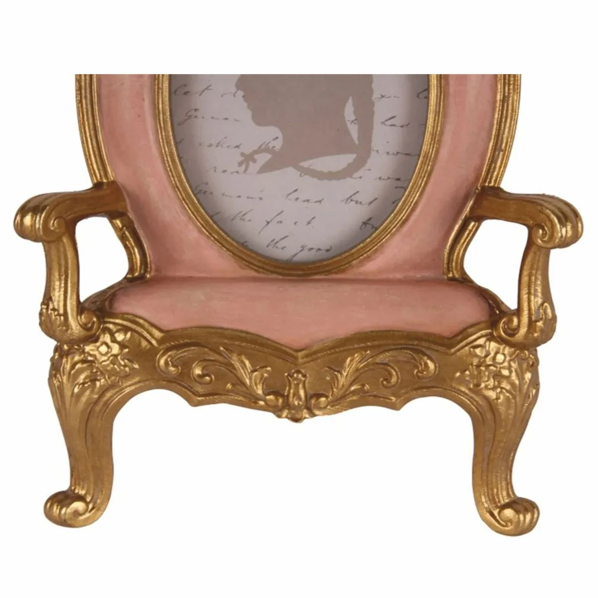 Baroque picture frame in armchair shape pink / gold H. 18.5 cm