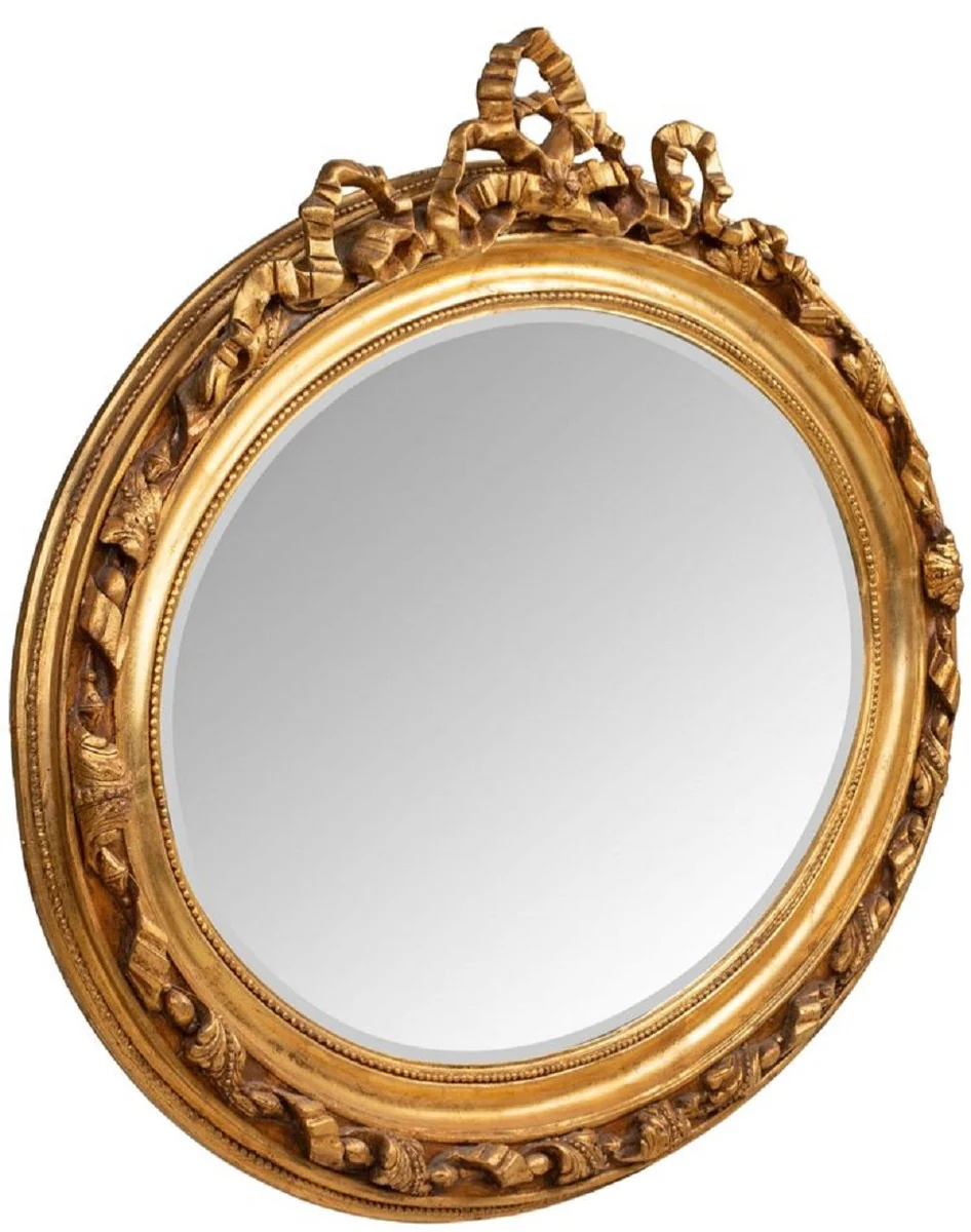 Baroque mirror gold 129 x 12 x H. 112 cm - Oval wall mirror in baroque style - Antique style wardrobe mirror - Living room mirror - Baroque furniture