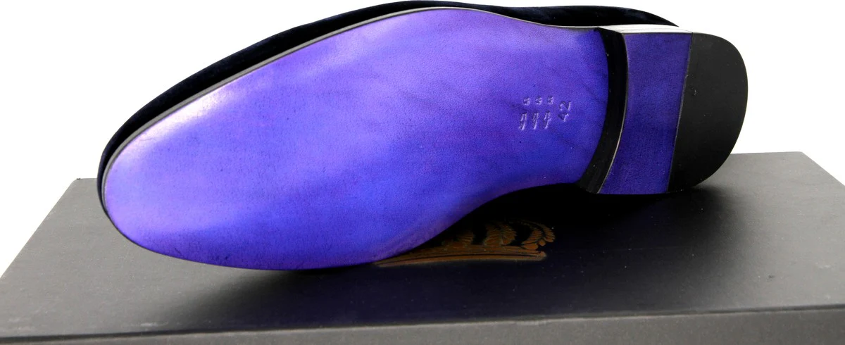 Pompöös by luxury velvet slipper crown night blue / gold - various shoe sizes - designed by Harald Glööckler