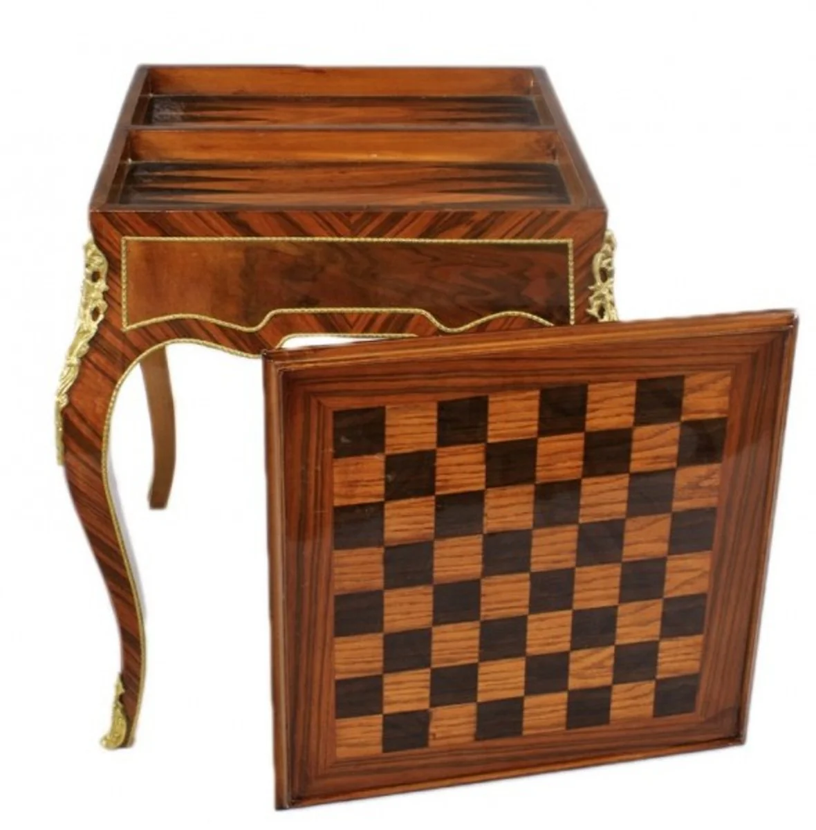 Art Deco game table chess / backgammon table mahogany brown L 60 x W 60 x H 71 cm - furniture antique style baroque