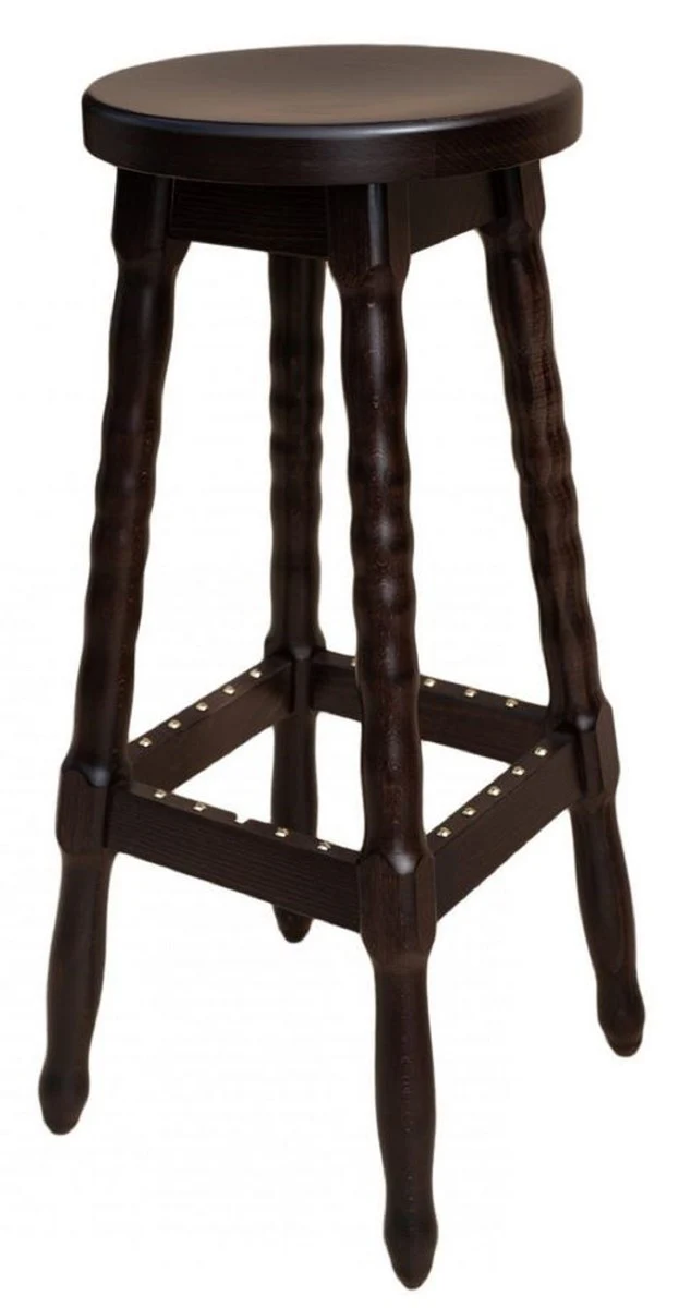Art Nouveau bar stool dark brown H. 80 cm - round solid wood bar chair