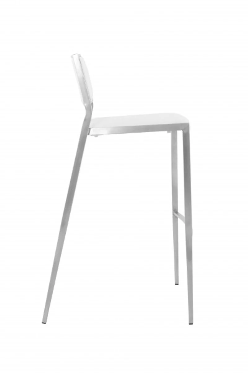 Luxury designer bar chair white with backrest, bar stool, upholstered - bar stool
