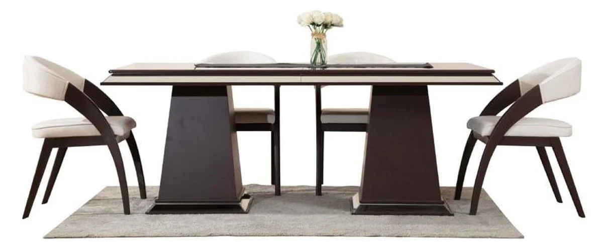 Luxury dining table dark brown 200 x 100 x H. 79 cm - Mirrored solid wood kitchen table - Dining room furniture - Luxury furniture - Luxury furnishings