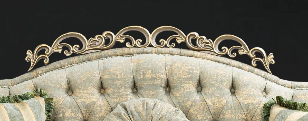 Luxury baroque sofa green / gold / gray / gold 225 x 90 x H. 110 cm - magnificent baroque style living room sofa with elegant pattern - baroque furniture