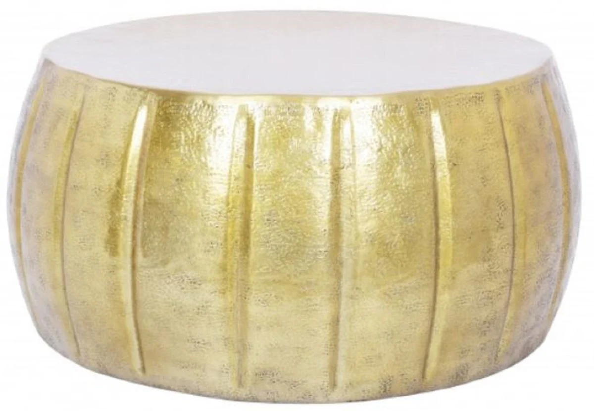 Aluminum coffee table gold Ø 65 x H. 31 cm - Round living room table in oriental style - Living room furniture