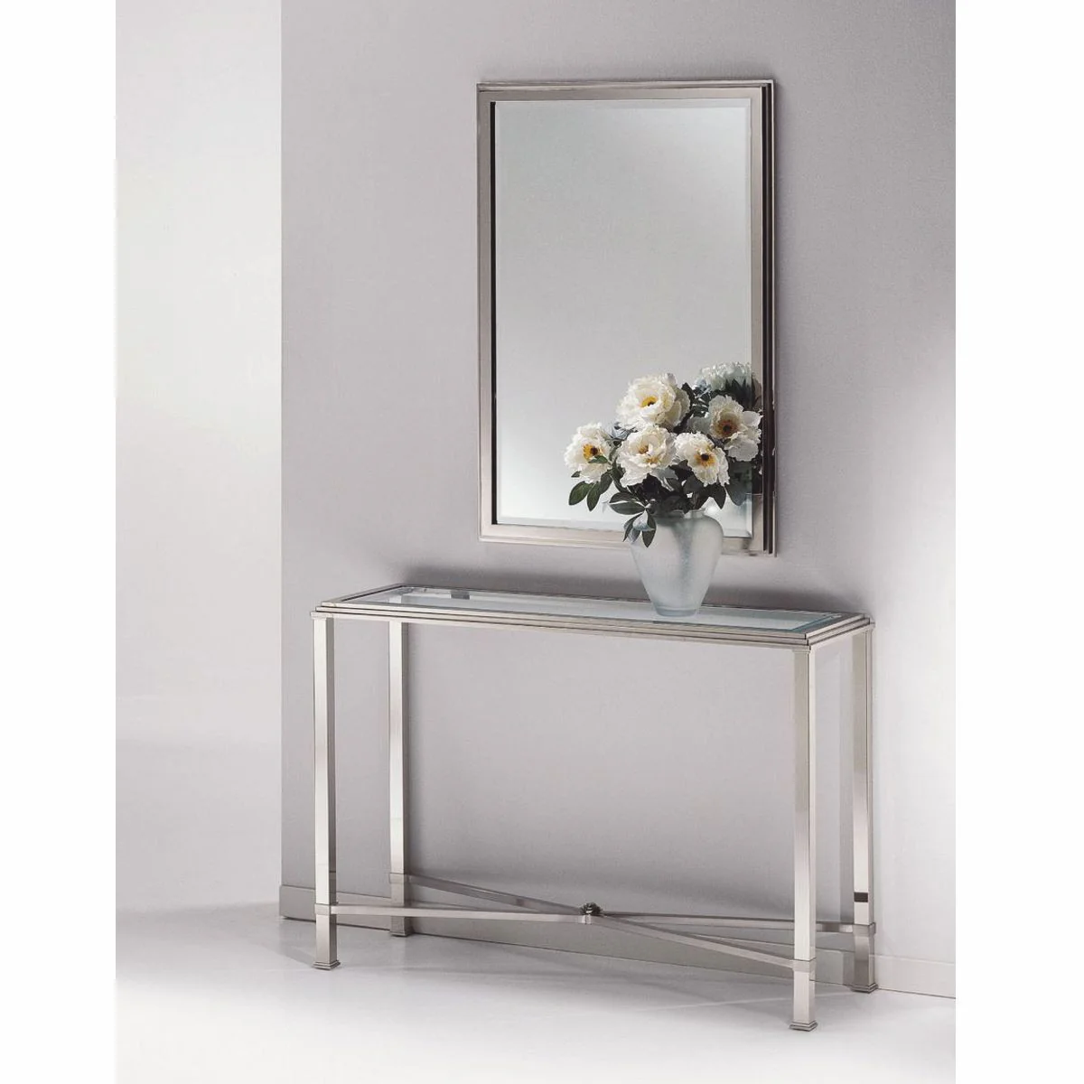 Luxury brass mirror silver H. 100 cm - Made in Italy