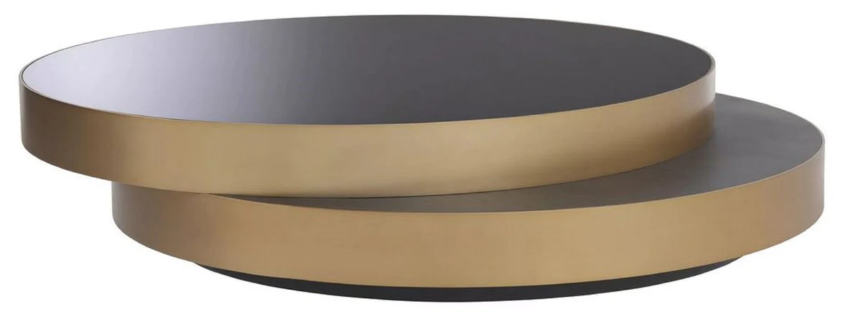 Luxury coffee table brass / black / black gray 140 x 120 x H. 28.5 cm - Modern living room table - Living room furniture - Luxury quality