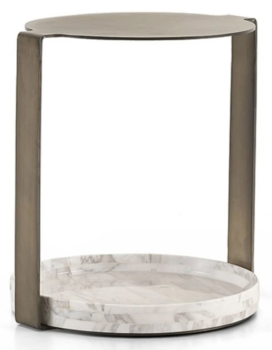 Luxury side table brass / white 40 x 35 x H. 48 cm - Modern living room furniture - Luxury collection
