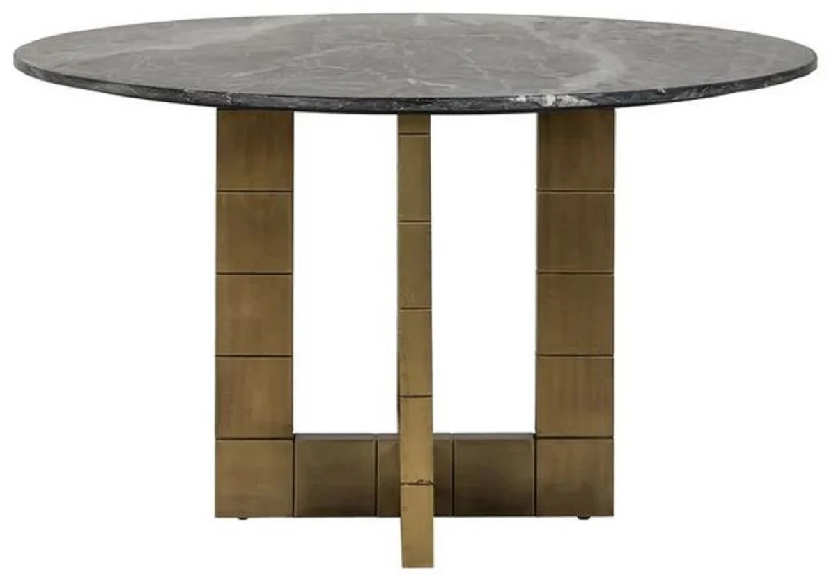 Luxury dining table black / gold Ø 130 x H. 76 cm - Round kitchen table with marble top - Dining room furniture - Luxury furniture