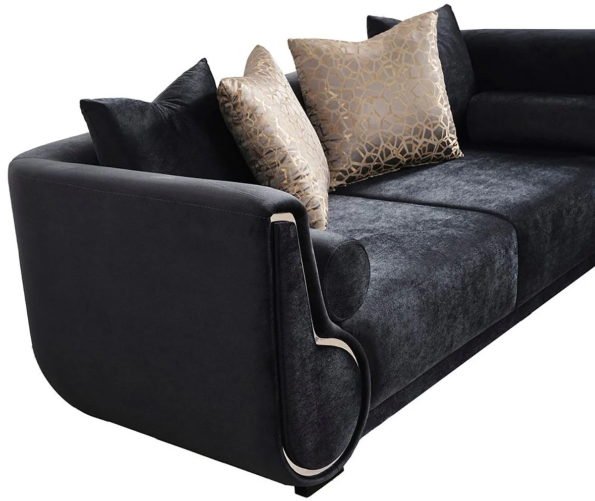 Luxury 3 Seater Sofa Black / Silver - Elegant Living Room Sofa - Luxury Living Room Furniture - Luxury Collection